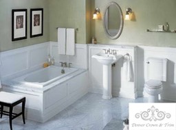 Denver Crown Molding, Window Trim, Wainscot, Chair Rail, Wall Frames. Bathroom Wainscotting